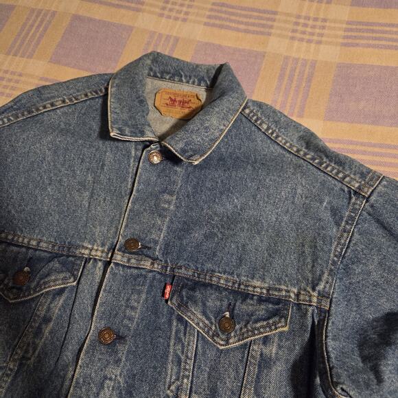 Vtg 80s Levis Jean Jacket Trucker USA Made 70507-0214 Size Medium 70s 90s Faded - Picture 11 of 14